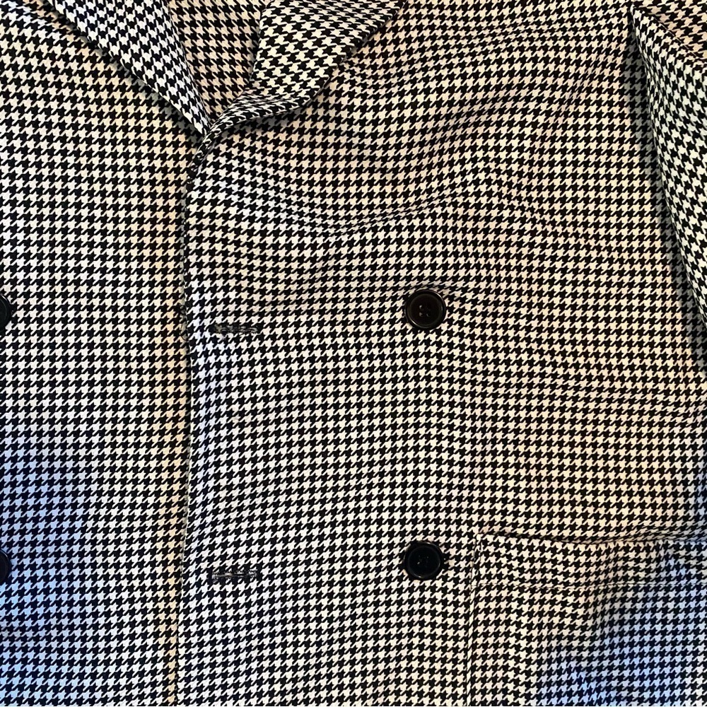 Reclaimed Vintage Double Breasted Houndstooth Trench Coat Small Black White - Picture 3 of 6
